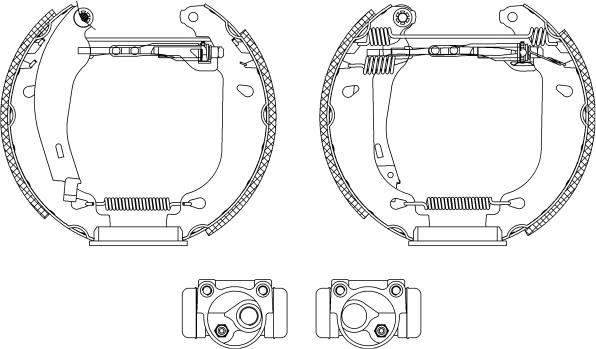 HELLA 8DB 355 003-811 - Комплект тормозных колодок, барабанные autospares.lv