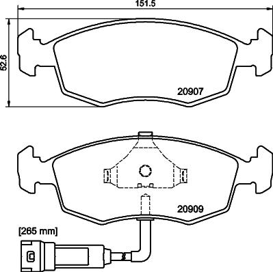 HELLA 8DB 355 007-341 - Тормозные колодки, дисковые, комплект autospares.lv