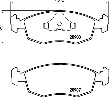 HELLA 8DB 355 007-331 - Тормозные колодки, дисковые, комплект autospares.lv