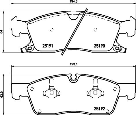 HELLA 8DB 355 019-551 - Тормозные колодки, дисковые, комплект autospares.lv