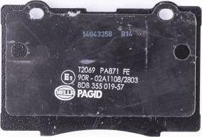 HELLA 8DB 355 019-571 - Тормозные колодки, дисковые, комплект autospares.lv