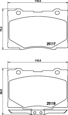 HELLA 8DB 355 019-571 - Тормозные колодки, дисковые, комплект autospares.lv