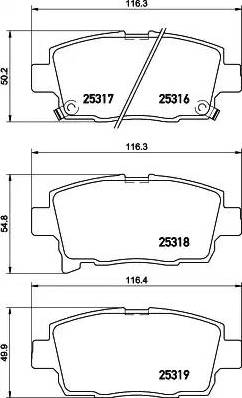 HELLA 8DB 355 019-691 - Тормозные колодки, дисковые, комплект autospares.lv