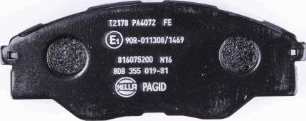 HELLA 8DB 355 019-811 - Тормозные колодки, дисковые, комплект autospares.lv