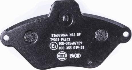 HELLA 8DB 355 019-211 - Тормозные колодки, дисковые, комплект autospares.lv