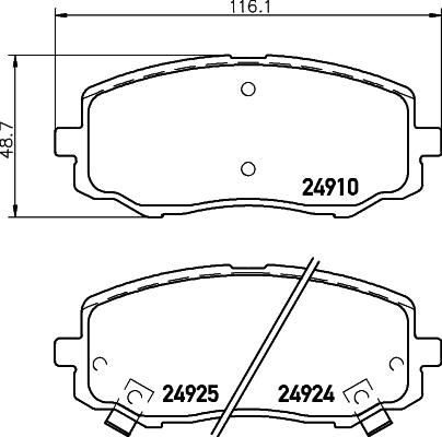 HELLA 8DB 355 014-901 - Тормозные колодки, дисковые, комплект autospares.lv