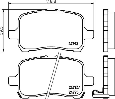 HELLA 8DB 355 014-661 - Тормозные колодки, дисковые, комплект autospares.lv