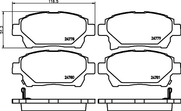 HELLA 8DB 355 028-741 - Тормозные колодки, дисковые, комплект autospares.lv