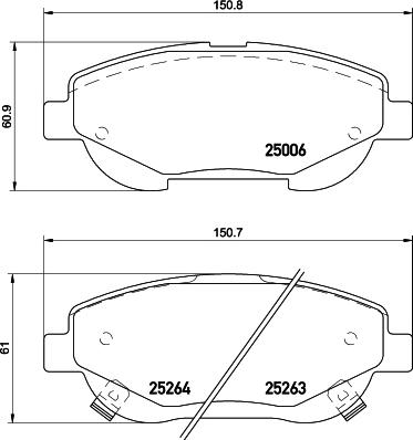 HELLA 8DB 355 015-691 - Тормозные колодки, дисковые, комплект autospares.lv