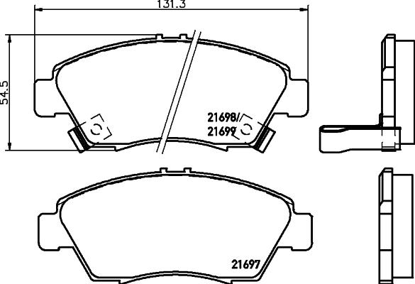 HELLA 8DB 355 016-521 - Тормозные колодки, дисковые, комплект autospares.lv