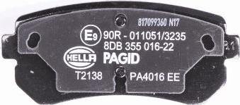 HELLA 8DB 355 016-221 - Тормозные колодки, дисковые, комплект autospares.lv