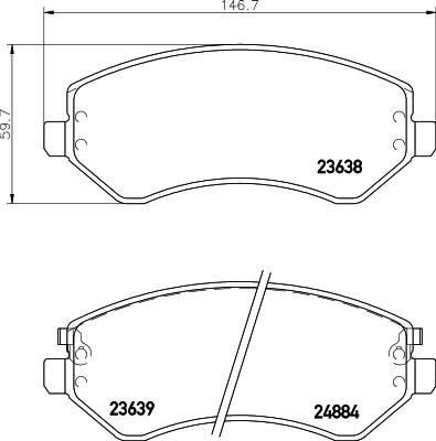 HELLA 8DB 355 010-051 - Тормозные колодки, дисковые, комплект autospares.lv