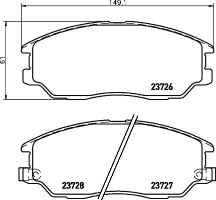 HELLA 8DB 355 010-861 - Тормозные колодки, дисковые, комплект autospares.lv