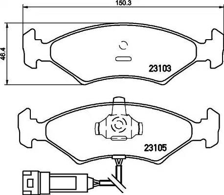 HELLA 8DB 355 010-301 - Тормозные колодки, дисковые, комплект autospares.lv