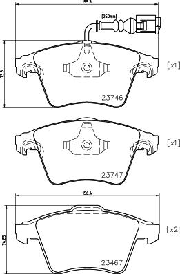 HELLA 8DB 355 011-441 - Тормозные колодки, дисковые, комплект autospares.lv