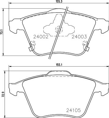 HELLA 8DB 355 028-151 - Тормозные колодки, дисковые, комплект autospares.lv