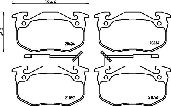 HELLA 8DB 355 018-941 - Тормозные колодки, дисковые, комплект autospares.lv