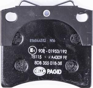 HELLA 8DB 355 018-381 - Тормозные колодки, дисковые, комплект autospares.lv