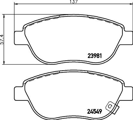 HELLA 8DB 355 013-371 - Тормозные колодки, дисковые, комплект autospares.lv