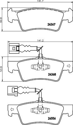 HELLA 8DB 355 012-441 - Тормозные колодки, дисковые, комплект autospares.lv