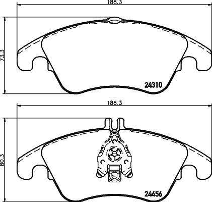 HELLA 8DB 355 012-621 - Тормозные колодки, дисковые, комплект autospares.lv