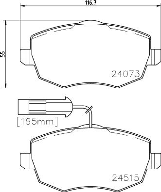 HELLA 8DB 355 012-861 - Тормозные колодки, дисковые, комплект autospares.lv