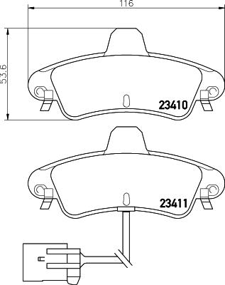 HELLA 8DB 355 012-201 - Тормозные колодки, дисковые, комплект autospares.lv