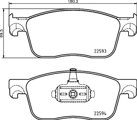 HELLA 8DB 355 031-541 - Тормозные колодки, дисковые, комплект autospares.lv