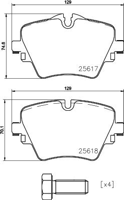 HELLA 8DB 355 031-861 - Тормозные колодки, дисковые, комплект autospares.lv