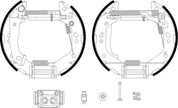 HELLA 8DB 355 038-161 - Комплект тормозных колодок, барабанные autospares.lv