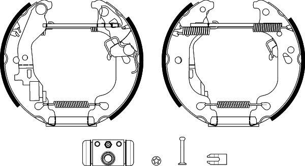 HELLA 8DB 355 038-181 - Комплект тормозных колодок, барабанные autospares.lv