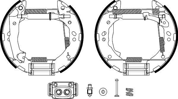 HELLA 8DB 355 038-171 - Комплект тормозных колодок, барабанные autospares.lv