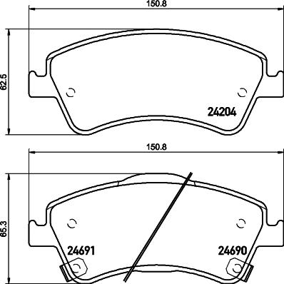 HELLA 8DB 355 029-721 - Тормозные колодки, дисковые, комплект autospares.lv