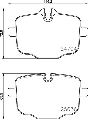 HELLA 8DB 355 024-921 - Тормозные колодки, дисковые, комплект autospares.lv