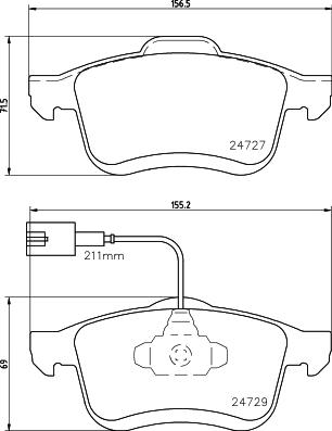 HELLA 8DB 355 024-691 - Тормозные колодки, дисковые, комплект autospares.lv