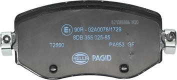 HELLA 8DB 355 025-851 - Тормозные колодки, дисковые, комплект autospares.lv