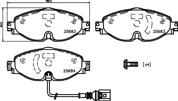 HELLA 8DB 355 020-191 - Тормозные колодки, дисковые, комплект autospares.lv