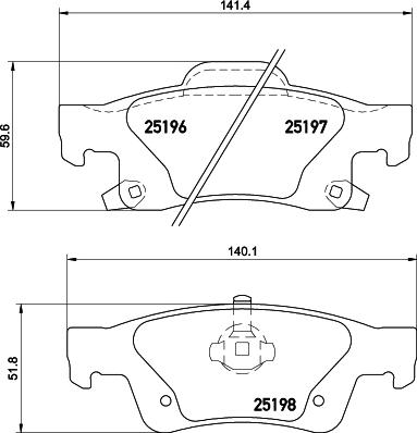 HELLA 8DB 355 020-351 - Тормозные колодки, дисковые, комплект autospares.lv