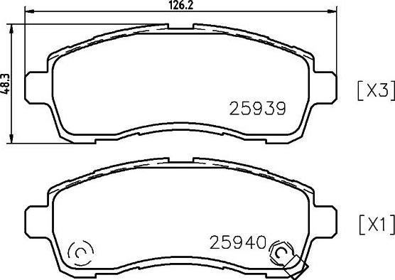 HELLA 8DB 355 021-871 - Тормозные колодки, дисковые, комплект autospares.lv