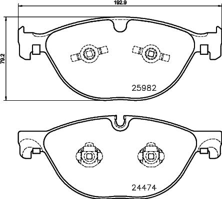 HELLA 8DB 355 021-381 - Тормозные колодки, дисковые, комплект autospares.lv