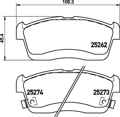 HELLA 8DB 355 028-861 - Тормозные колодки, дисковые, комплект autospares.lv