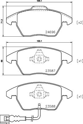 HELLA 8DB 355 023-161 - Тормозные колодки, дисковые, комплект autospares.lv