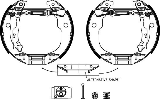 HELLA 8DB 355 022-951 - Комплект тормозных колодок, барабанные autospares.lv