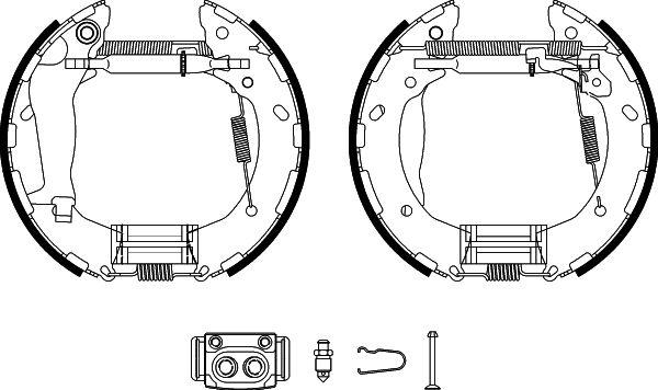 HELLA 8DB 355 022-551 - Комплект тормозных колодок, барабанные autospares.lv