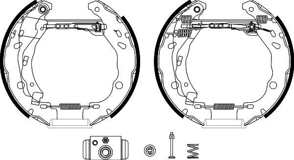 HELLA 8DB 355 022-521 - Комплект тормозных колодок, барабанные autospares.lv