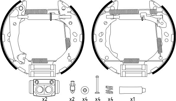 HELLA 8DB 355 022-631 - Комплект тормозных колодок, барабанные autospares.lv