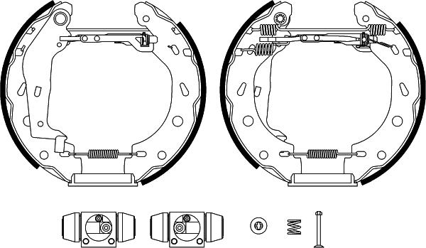 HELLA 8DB 355 022-351 - Комплект тормозных колодок, барабанные autospares.lv