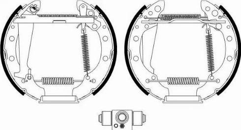 HELLA 8DB 355 022-701 - Комплект тормозных колодок, барабанные autospares.lv