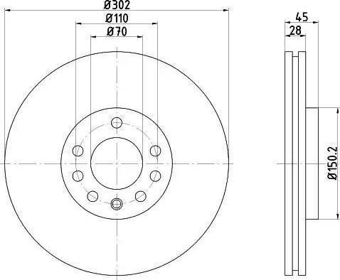 HELLA 8DD 355 109-171 - Тормозной диск autospares.lv