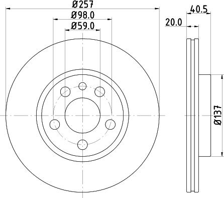 HELLA 8DD 355 105-621 - Тормозной диск autospares.lv